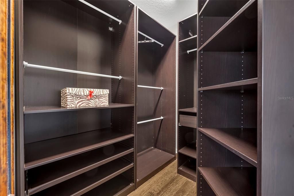 The Master bedroom also features custom built-in closets.