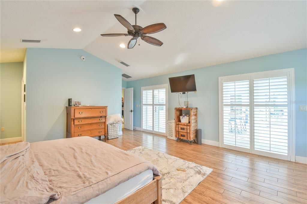 Beautiful hardwood floors in downstairs primary