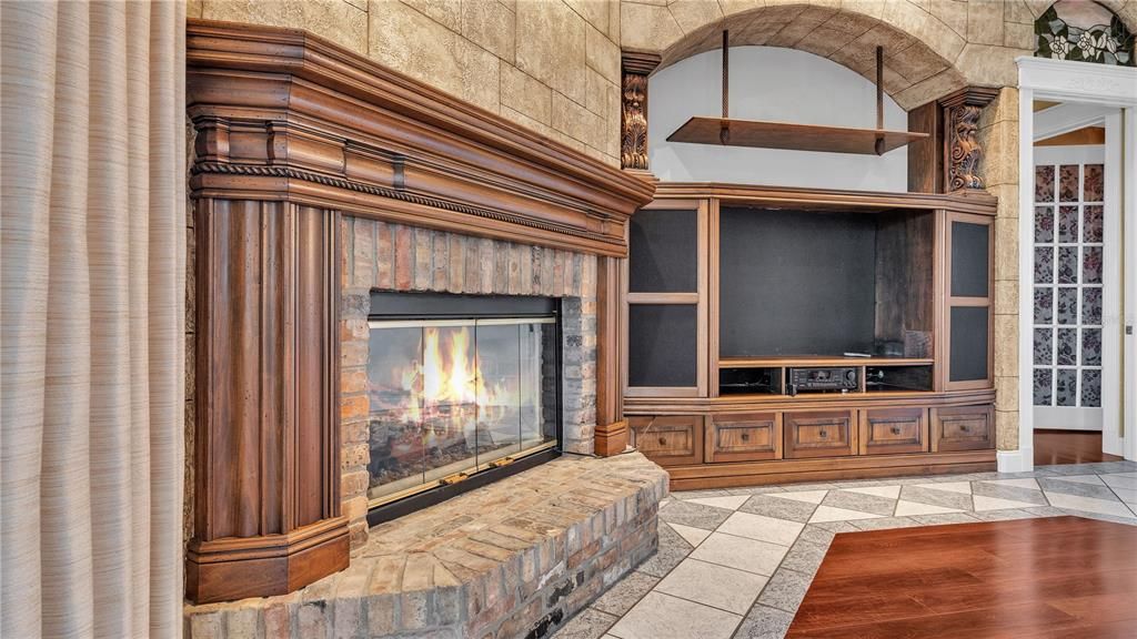 Family Room with Electric Fireplace and Custom Built Entertainment Cabinet