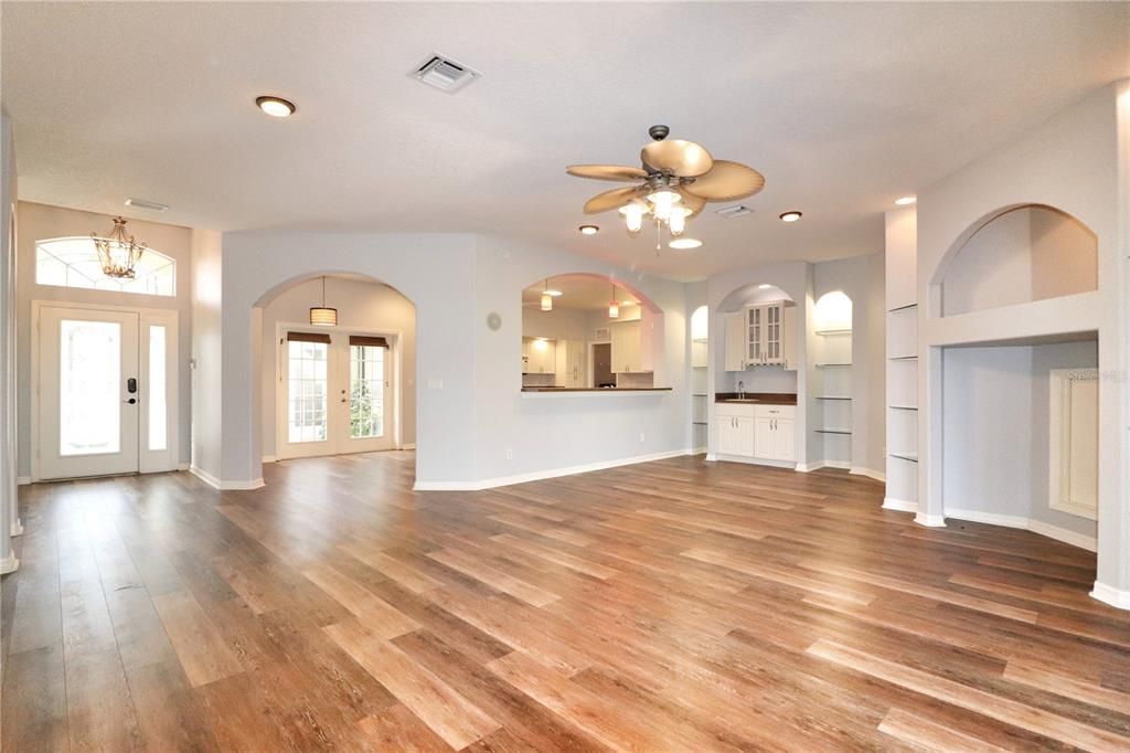 with formal dining area and built-in wet bar