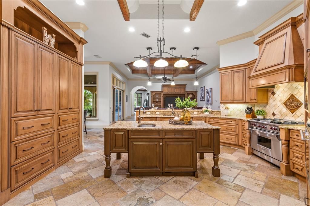 Wood inlaid ceiling is amazing and looks so beautiful against the light interior