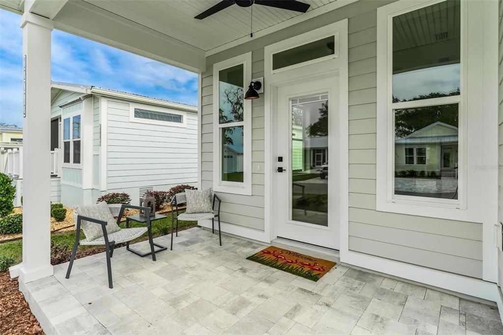 Exterior Covered Porch with Pavers