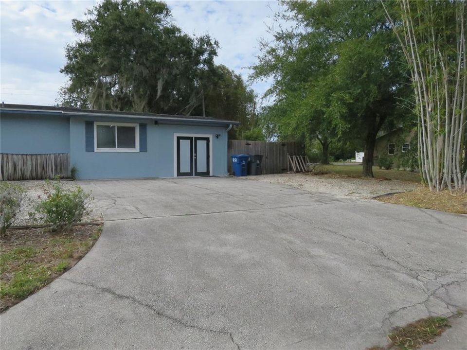 East side of property entrance and parking