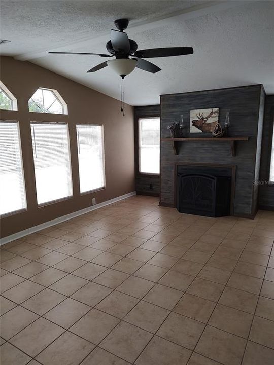 Family room with fireplace