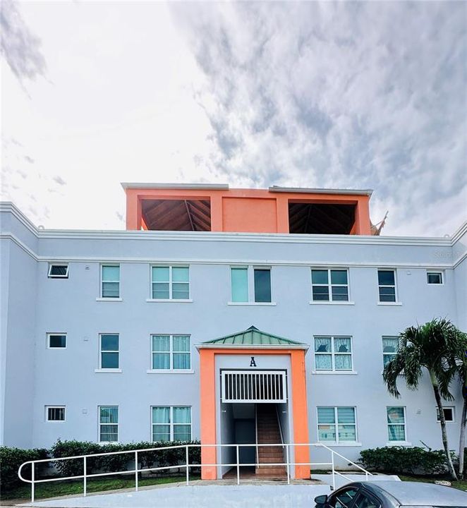 front of the bulding