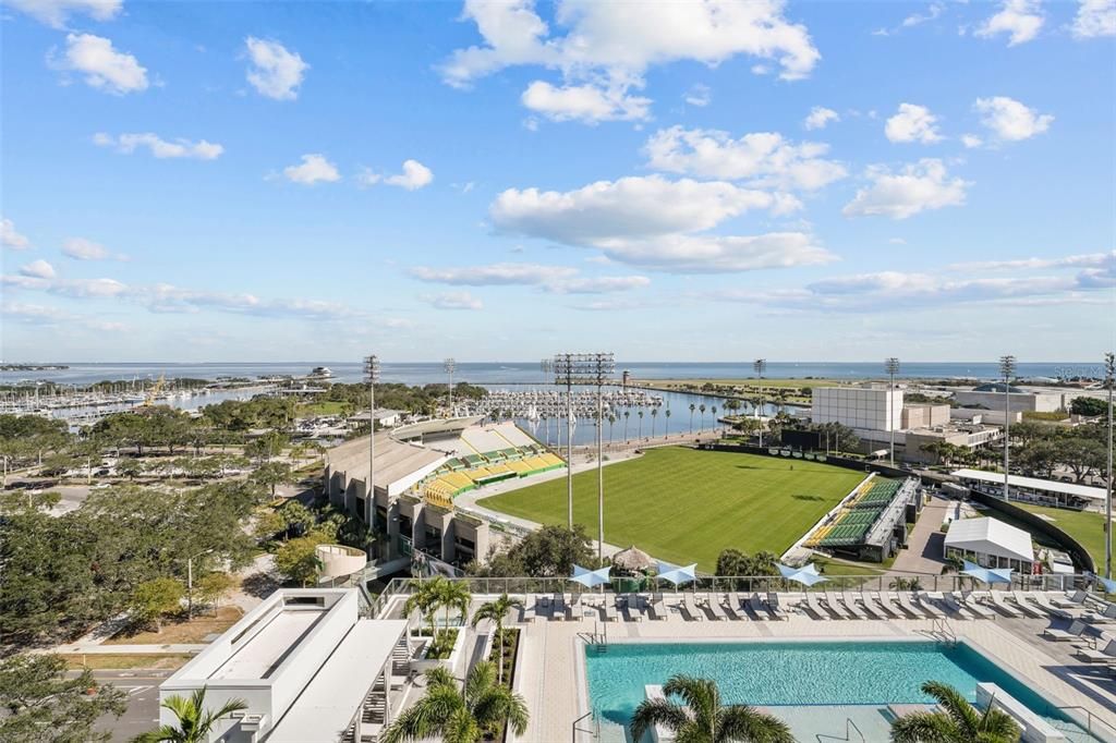 Gorgeous views overlooking the pool/Rowdies stadium/Tampa Bay