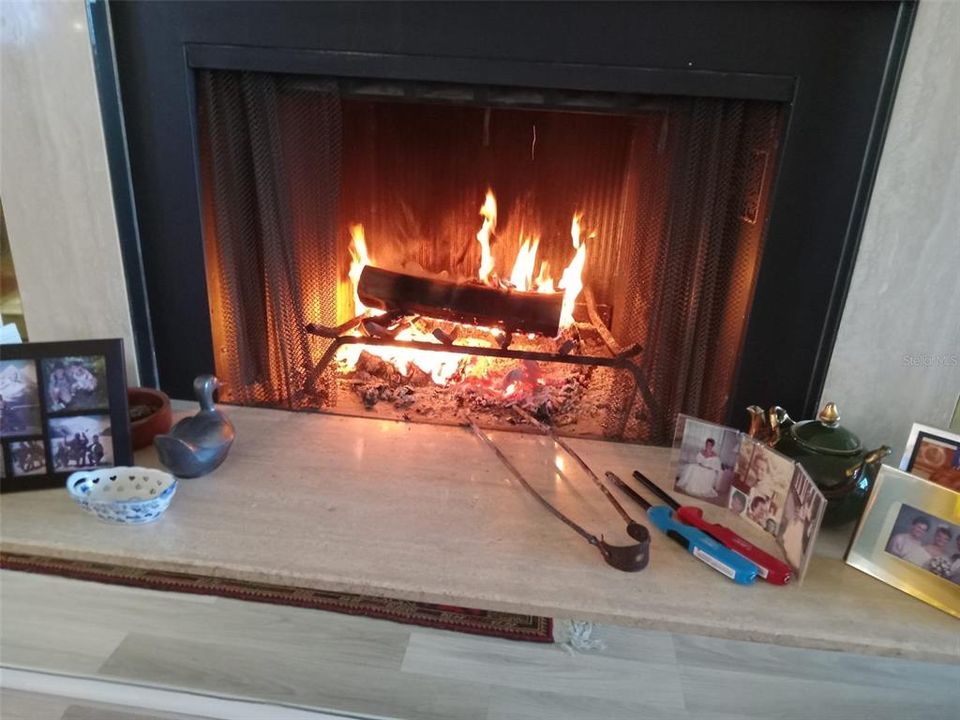 Cozy wood burning fireplace!