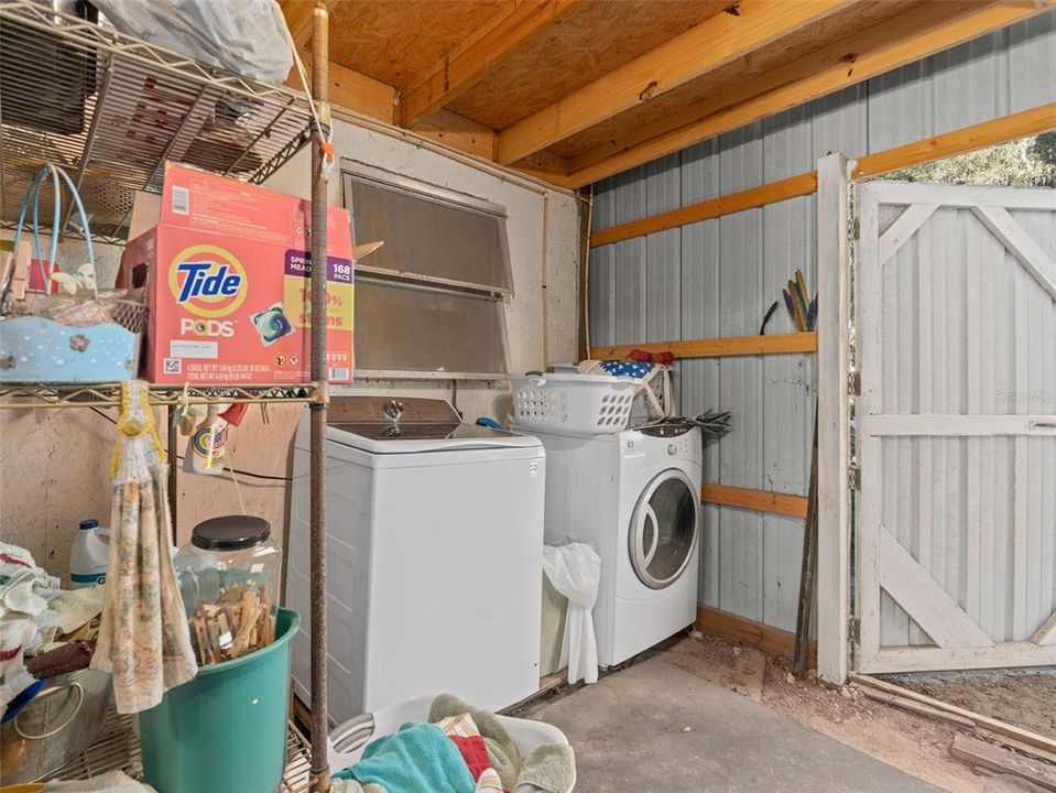 Washer and Dryer in Garage Section of Pole Barn
