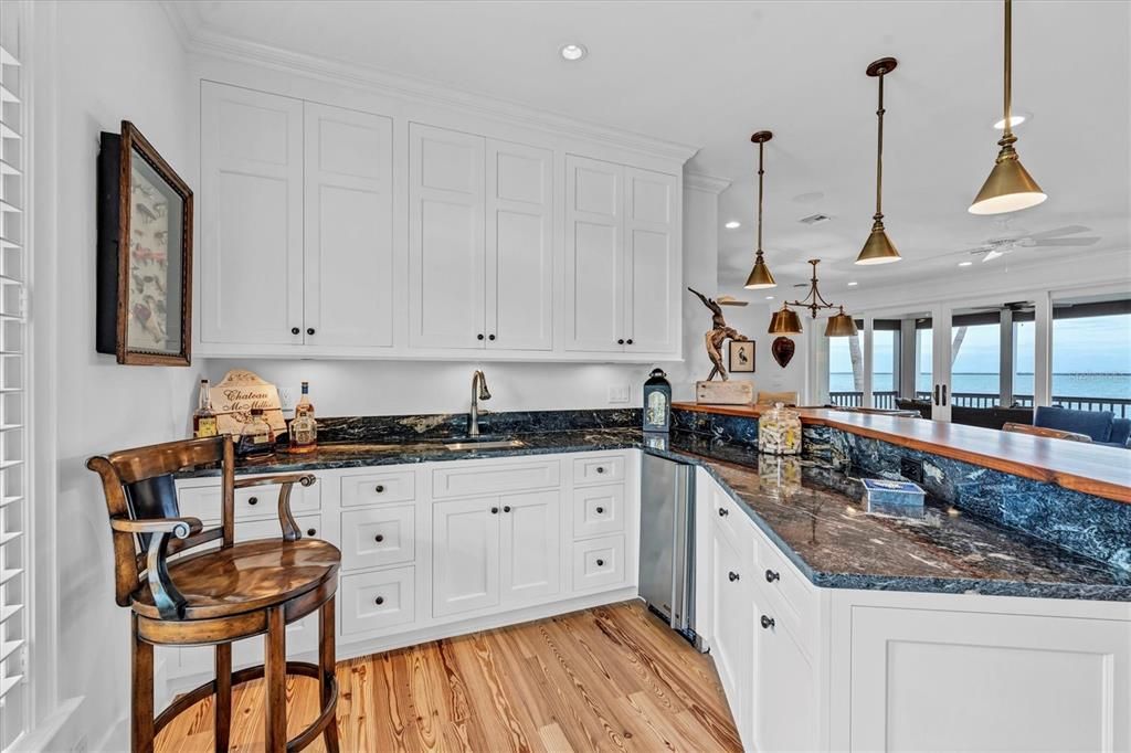 Bar with Sink, Ice Maker, Refrigerator and Wine Cooler!