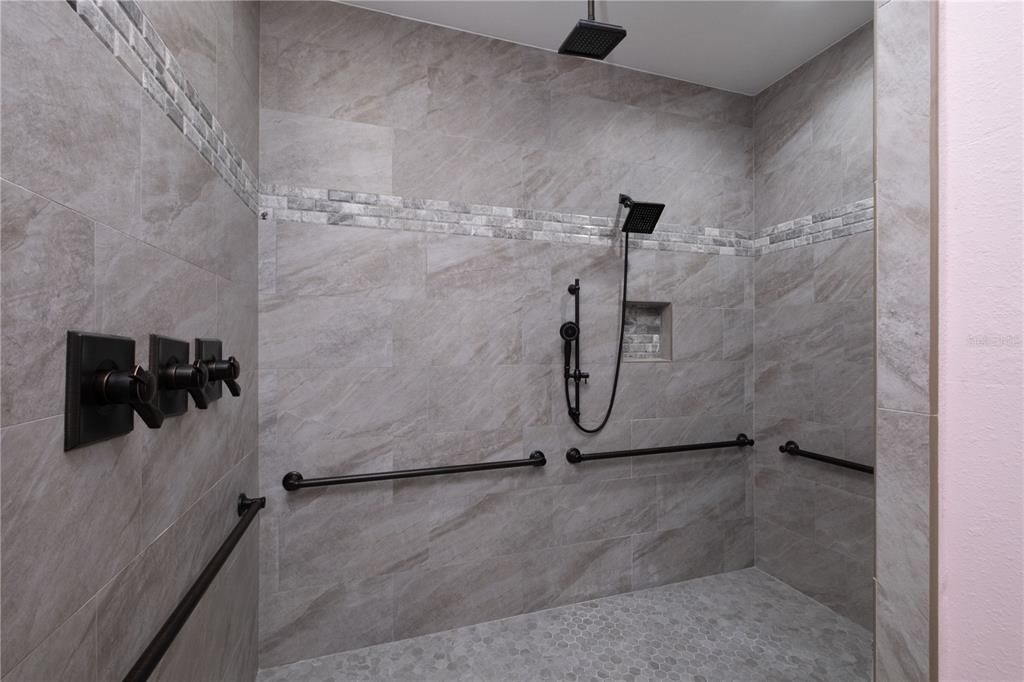 Large primary bathroom shower