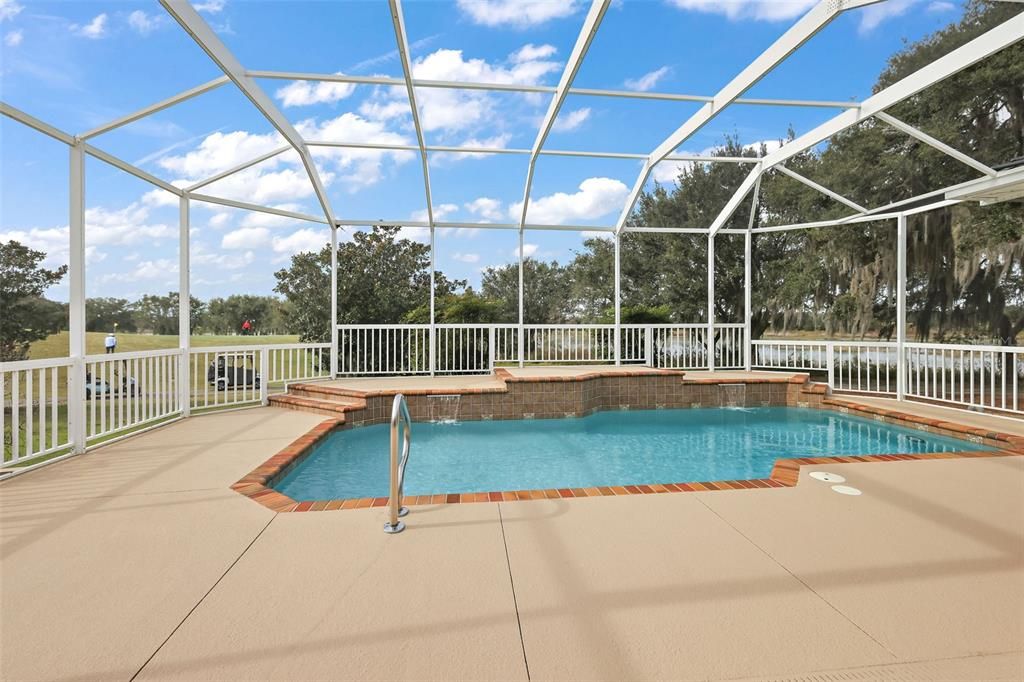 Pool with golf course view