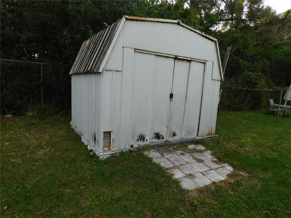 Detached storage shed.