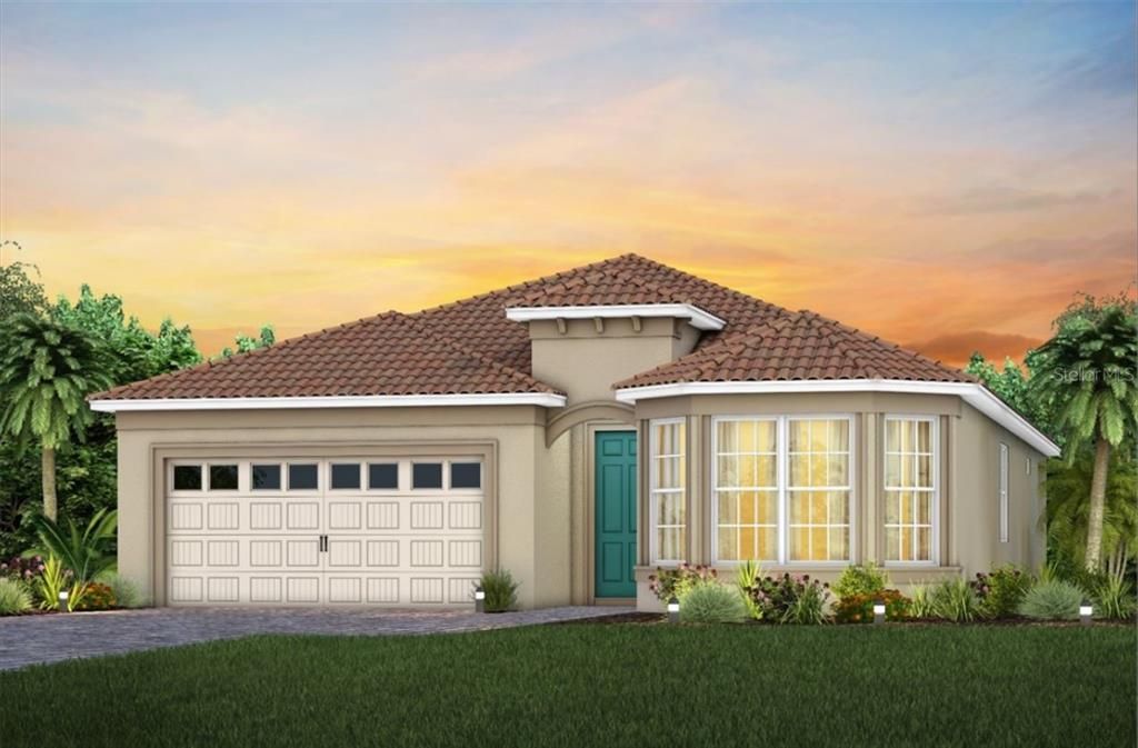 Florida Mediterranean Exterior Design. Artist rendering for this new construction home. Pictures are for illustration purposes only. Elevations, colors and options may vary.