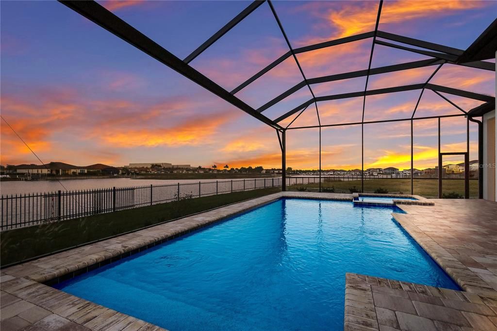 Saltwater heated pool with spa