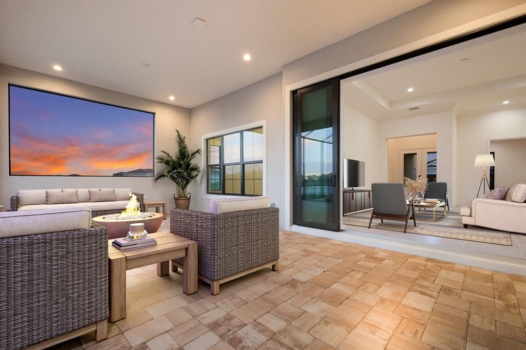 Covered lanai space with plumbing of outdoor kitchen