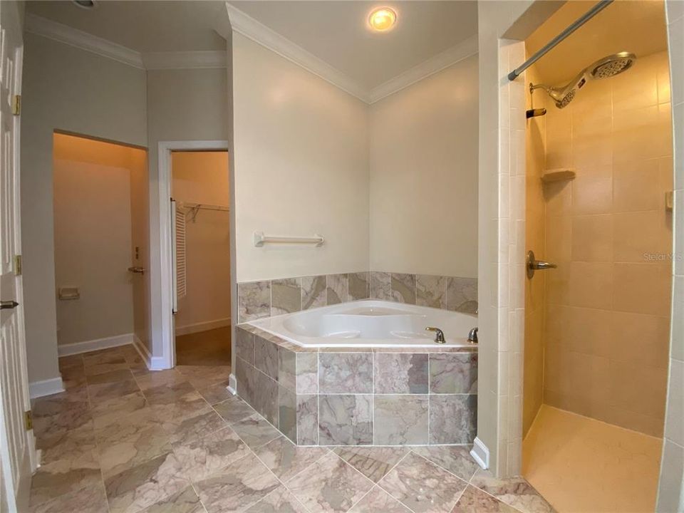 Walk In Shower and Large Soaking Tub in Master Bathroom