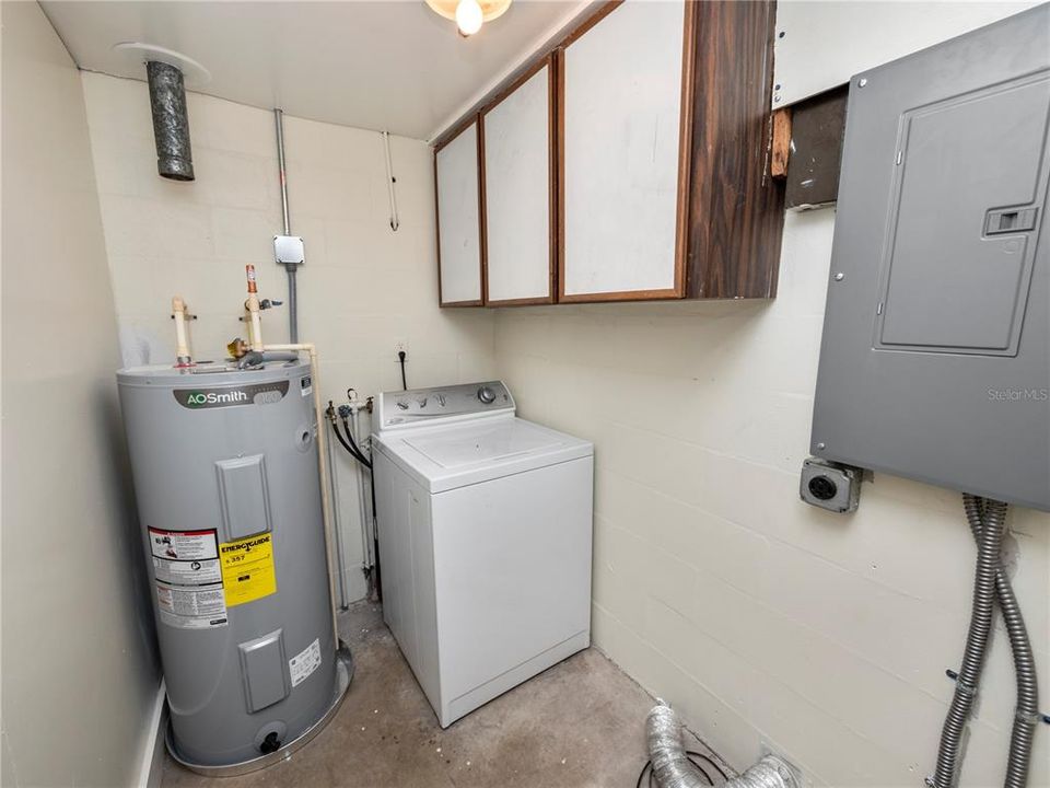 Laundry Room New electrical Panel and Hot Water Heater