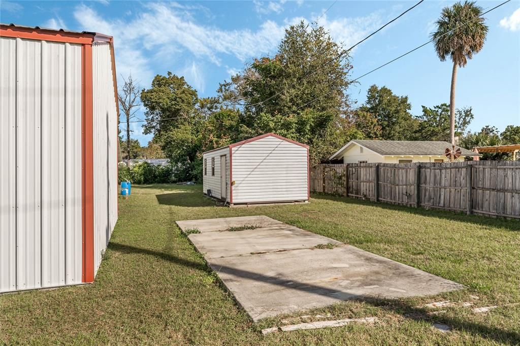 RV Parking Pad with 220V outlet on Shed