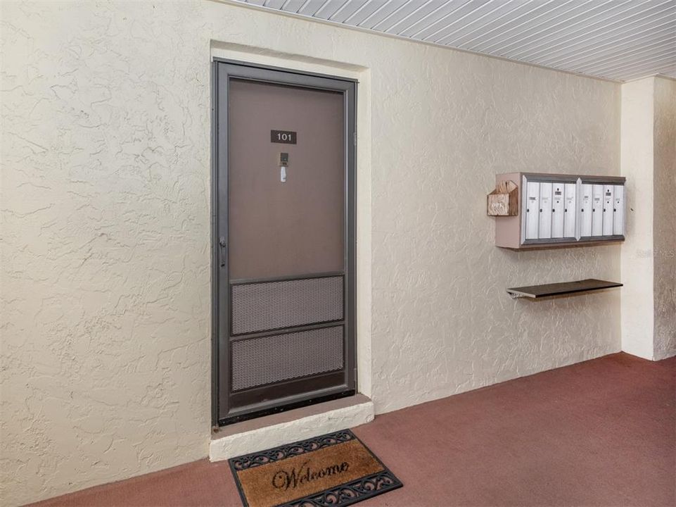 Private mail box.  Storage room across hallway.