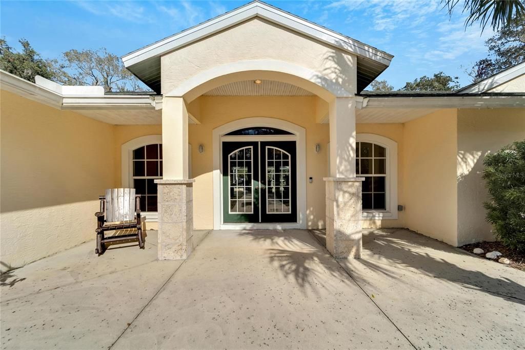 Natural coral front entry columns