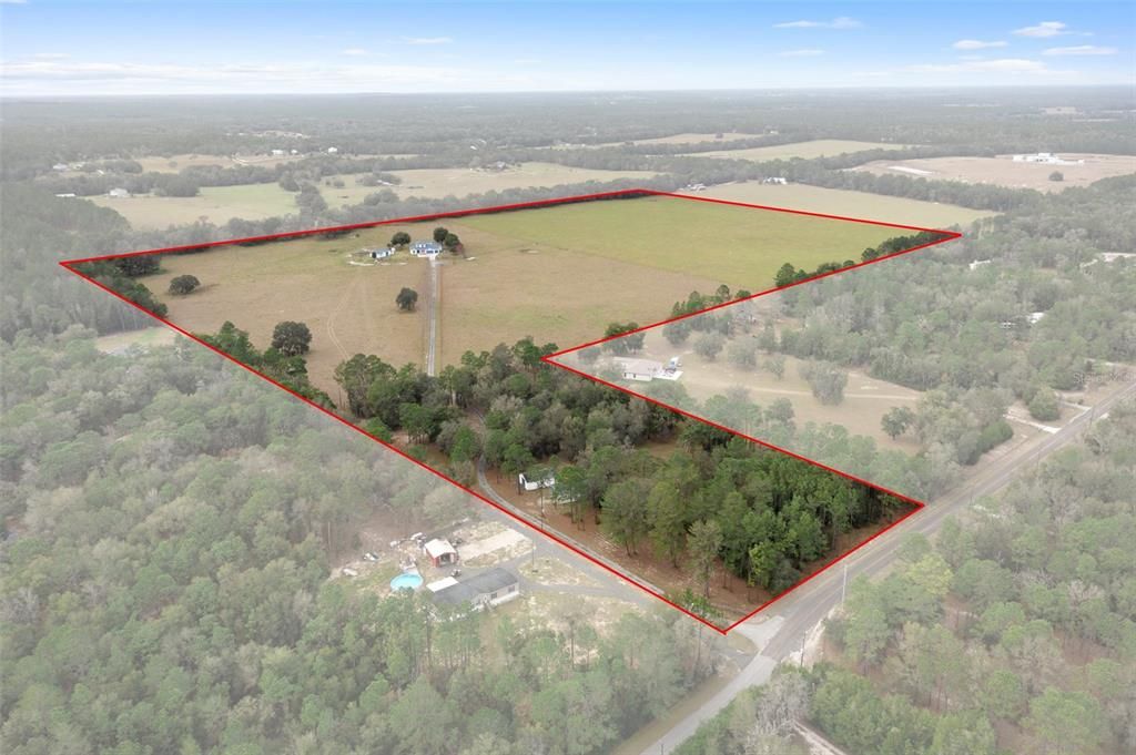 Aerial of 33.82 acres lot