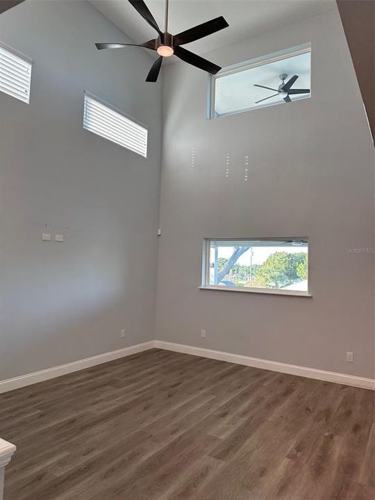 Spacious living with soaring ceilings