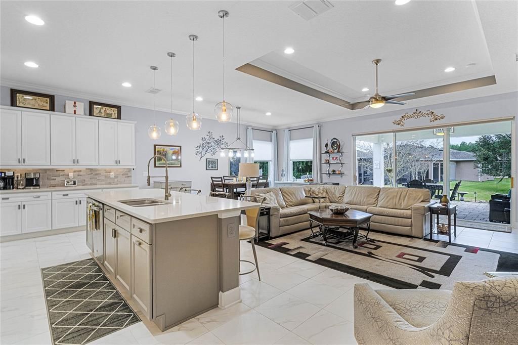 Open kitchen and oversized center Island