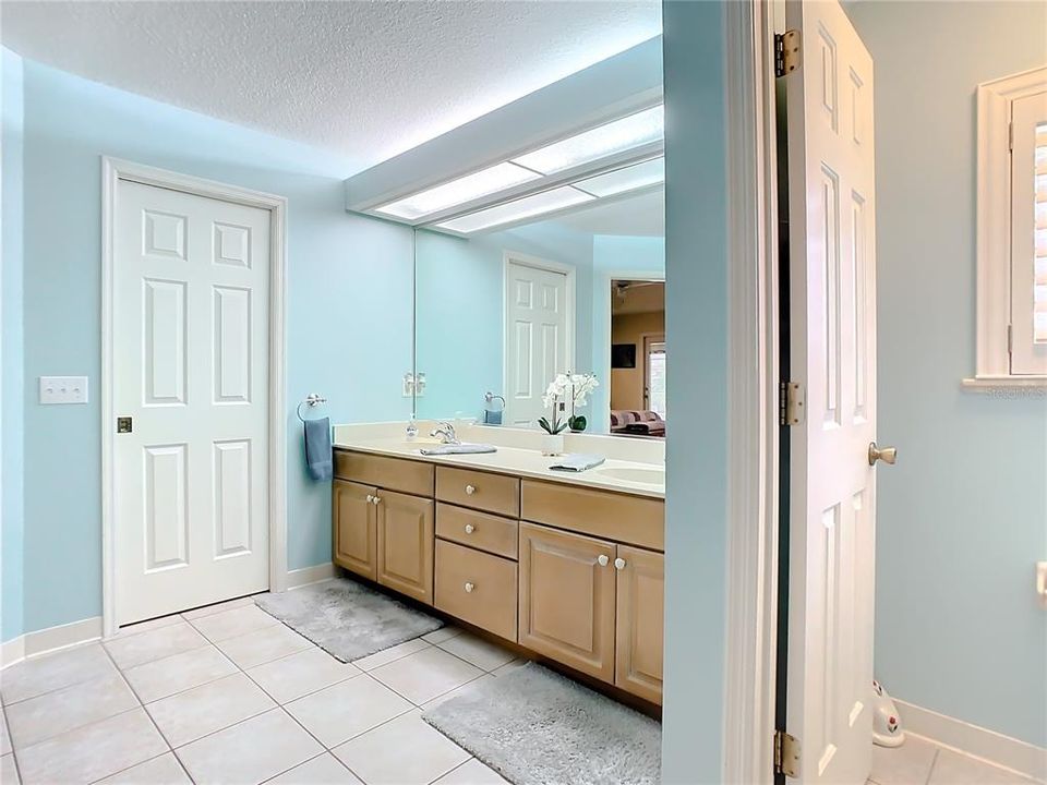 There is a large walk in closet located in the ensuite bathroom
