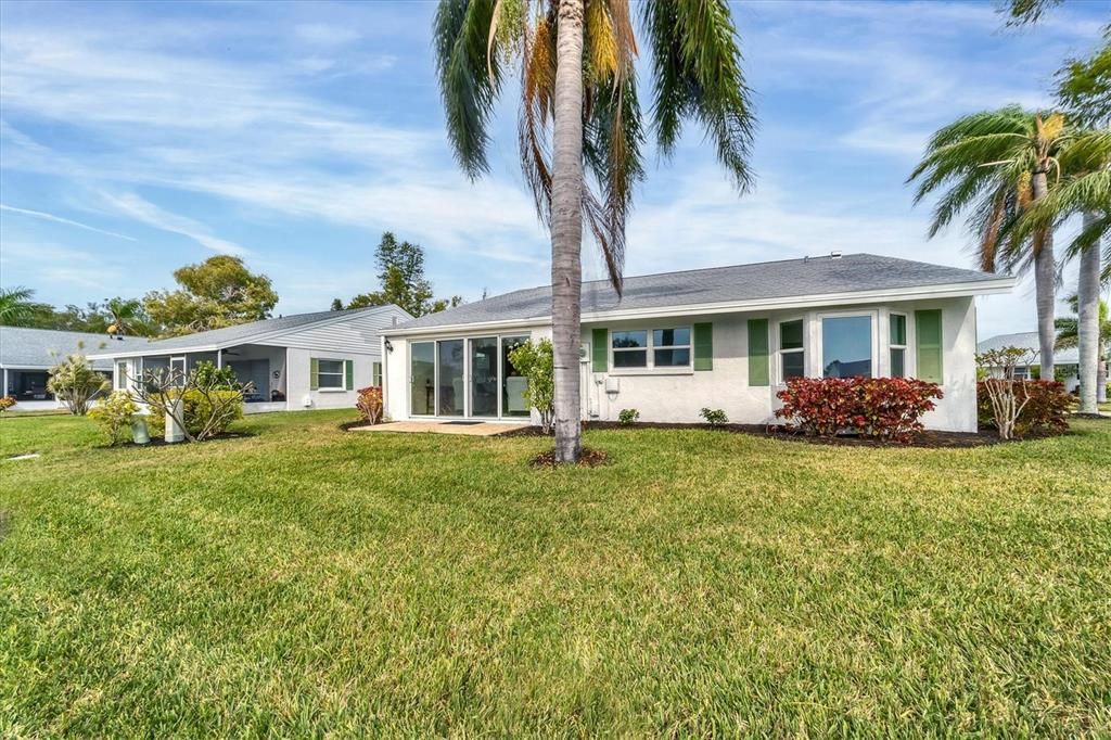 Open back yard with great water views!