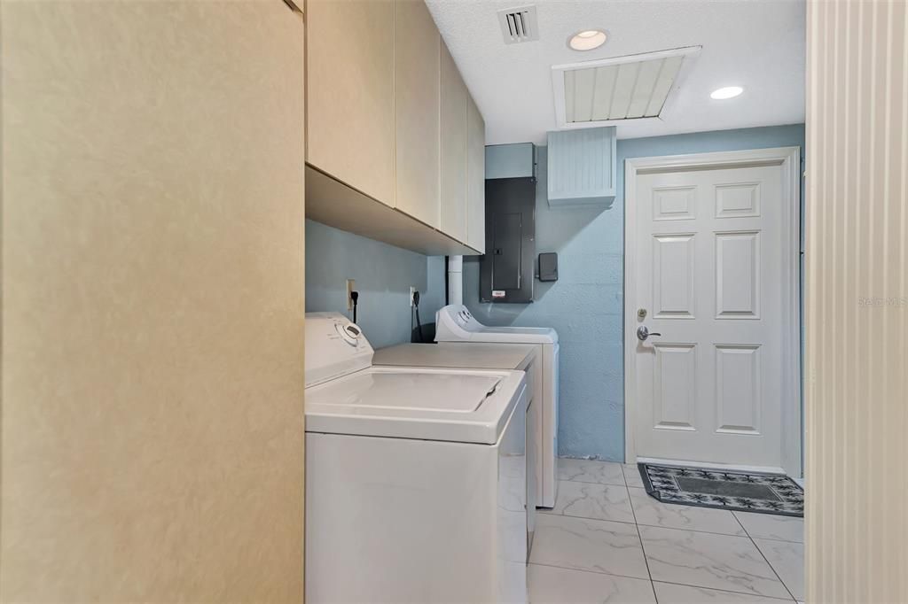 LAUNDRY ROOM.  DOOR IN THE BACK ENTERS A STORAGE AREA.