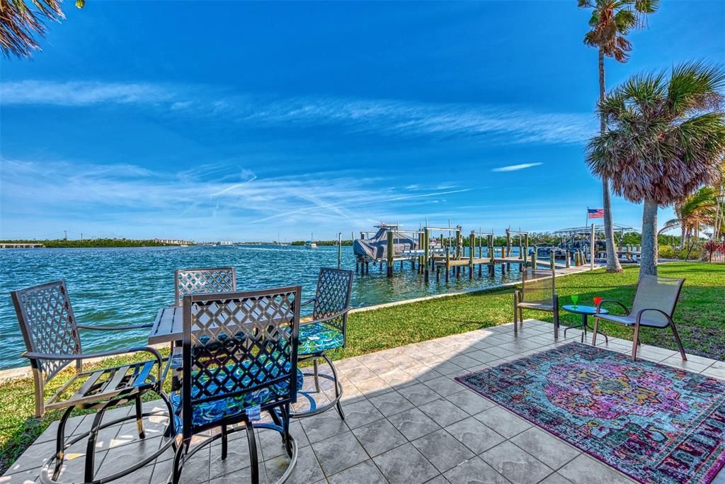 FROM THE PATIO OVERLOOKING THE SHARED DOCKS.