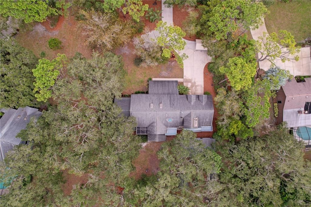 Aerial View of Wooded Lot and Home