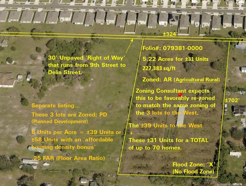 Aerial view of the 5.22 Acre lot