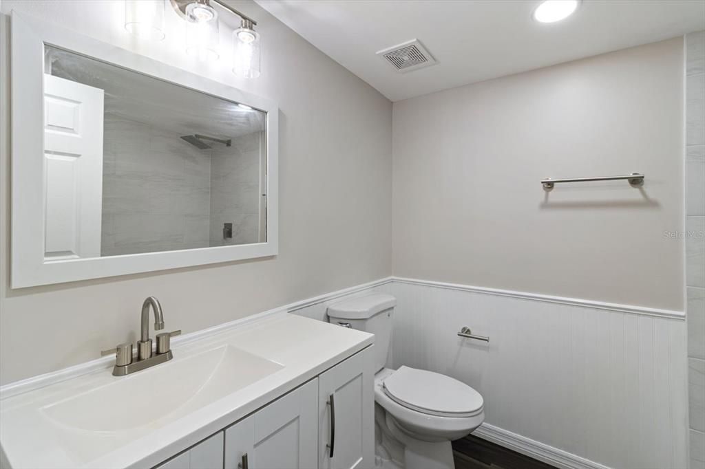 Completely Renovated Master Bathroom w/ NEW Vanity, Fixtures & Wainscoting