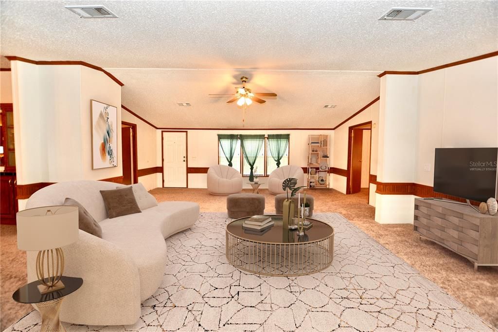 Virtually Staged Living and Family Room