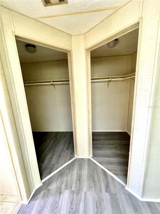 Primary walk-in closets