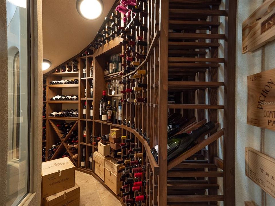 SPECTACULAR 1000 BOTTLE PROFESSIONALLY COOLED WINE CELLER IN FOYER