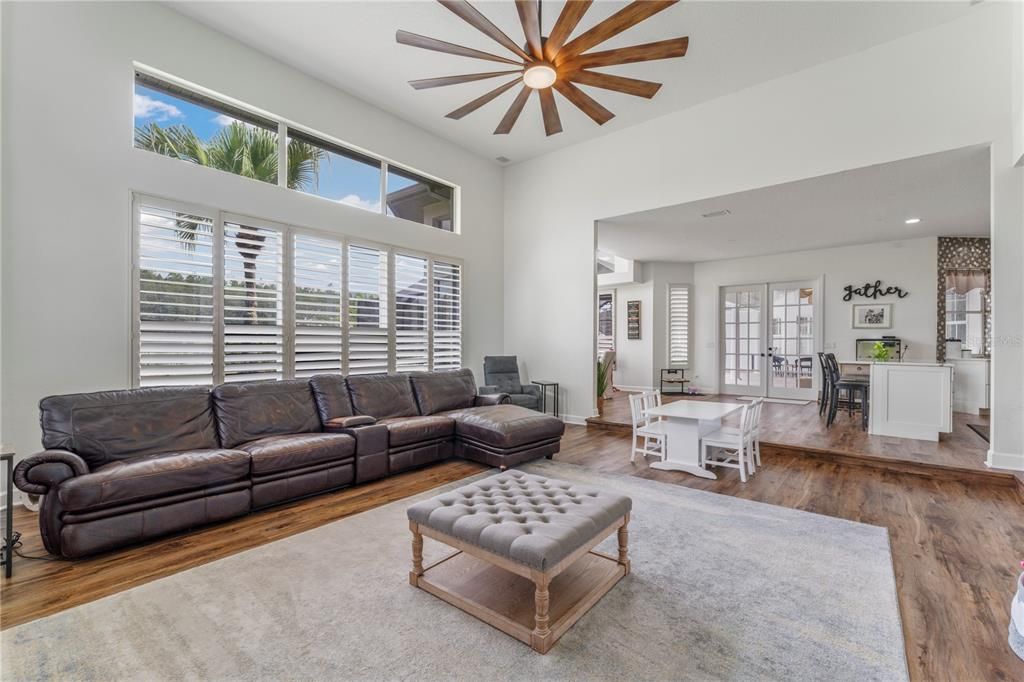 Family room and kitchen