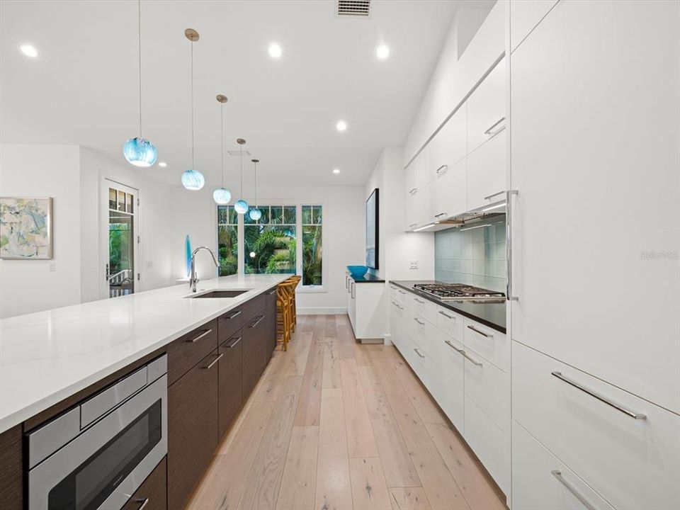 Modern kitchen with panel Subzero refrigerator