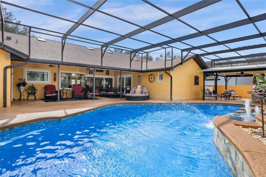 Angled view of Pool and Patio area