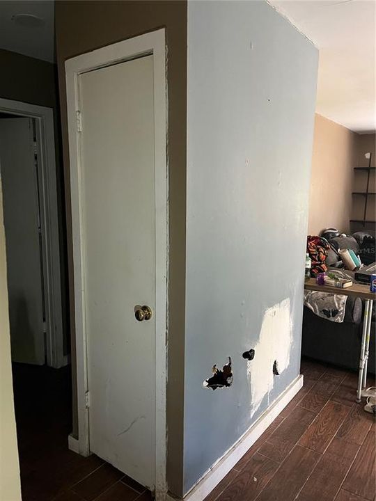 Second Hall Closet with Damage to Outside Wall