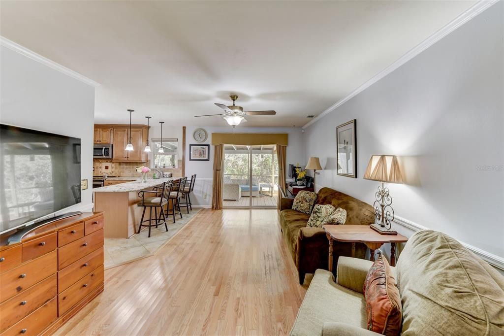 Expansive family room is open to the kitchen