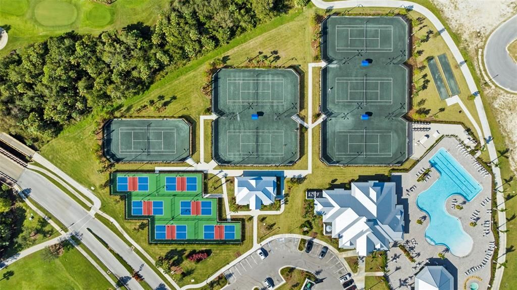 Aerial of 6 Tennis & 6 Pickleball Courts