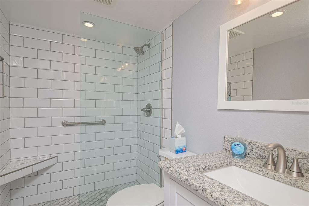 Recent upgrades to guest bath, granite tops, all tiled walk-in shower.