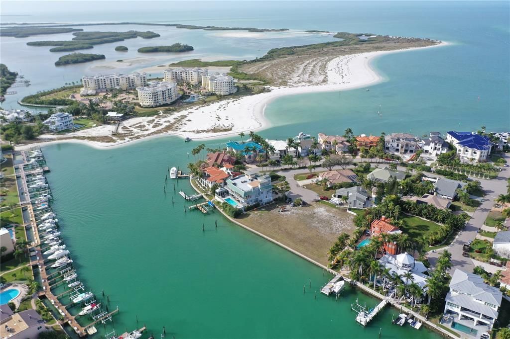 Aerial view with lot/Deep water Grand Canal/Shell Key Preserve/Gulf of Mexico