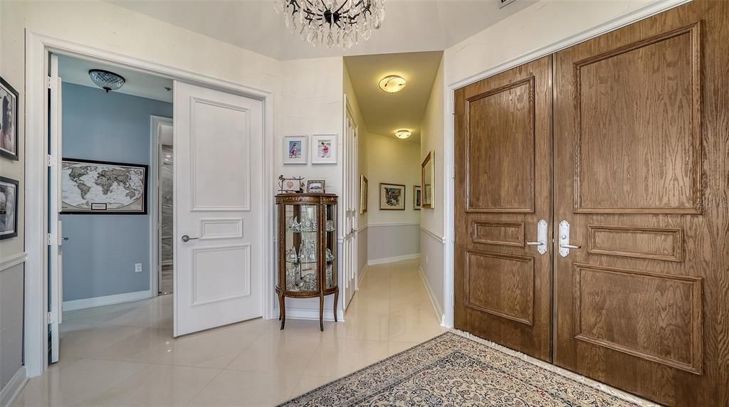 Double door entry into the unit foyer