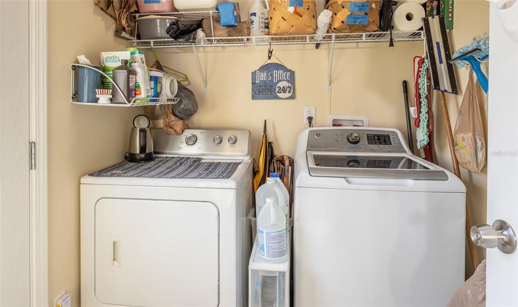 Indoor laundry comes with washer and dryer