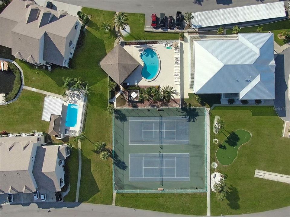 aerial views of the grounds and tennis/pickle ball courts