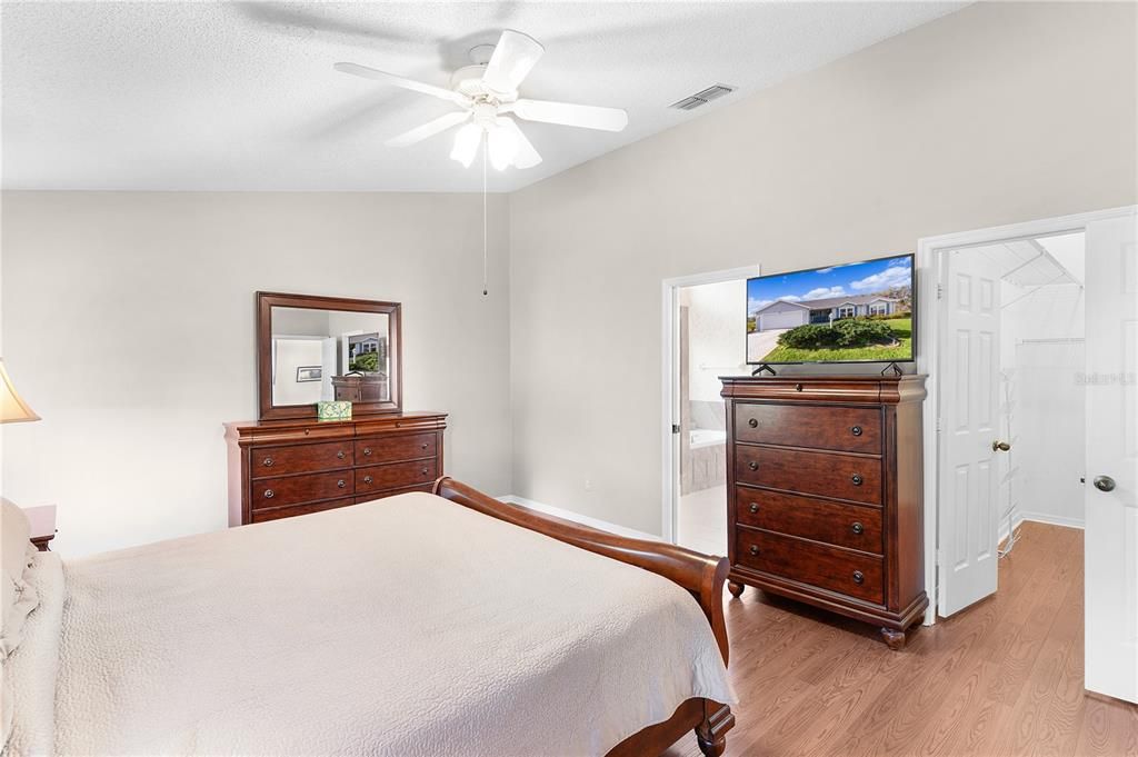 Primary Bedroom with Pocket Door to Bathroom