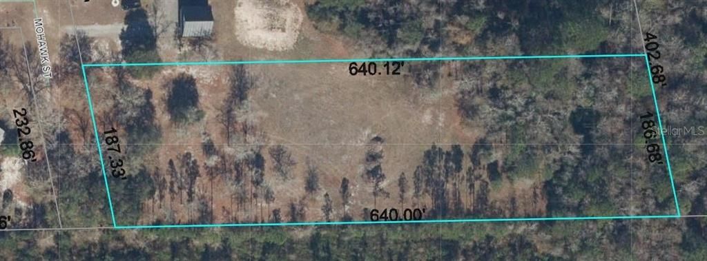 Parcel dimensions 187 X 640.  2 Acres cleared and buildable